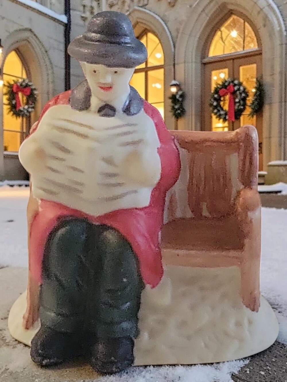 Vtg 90's Bedford Falls Man Bench It's A Wonderful Life Holiday Christmas Village